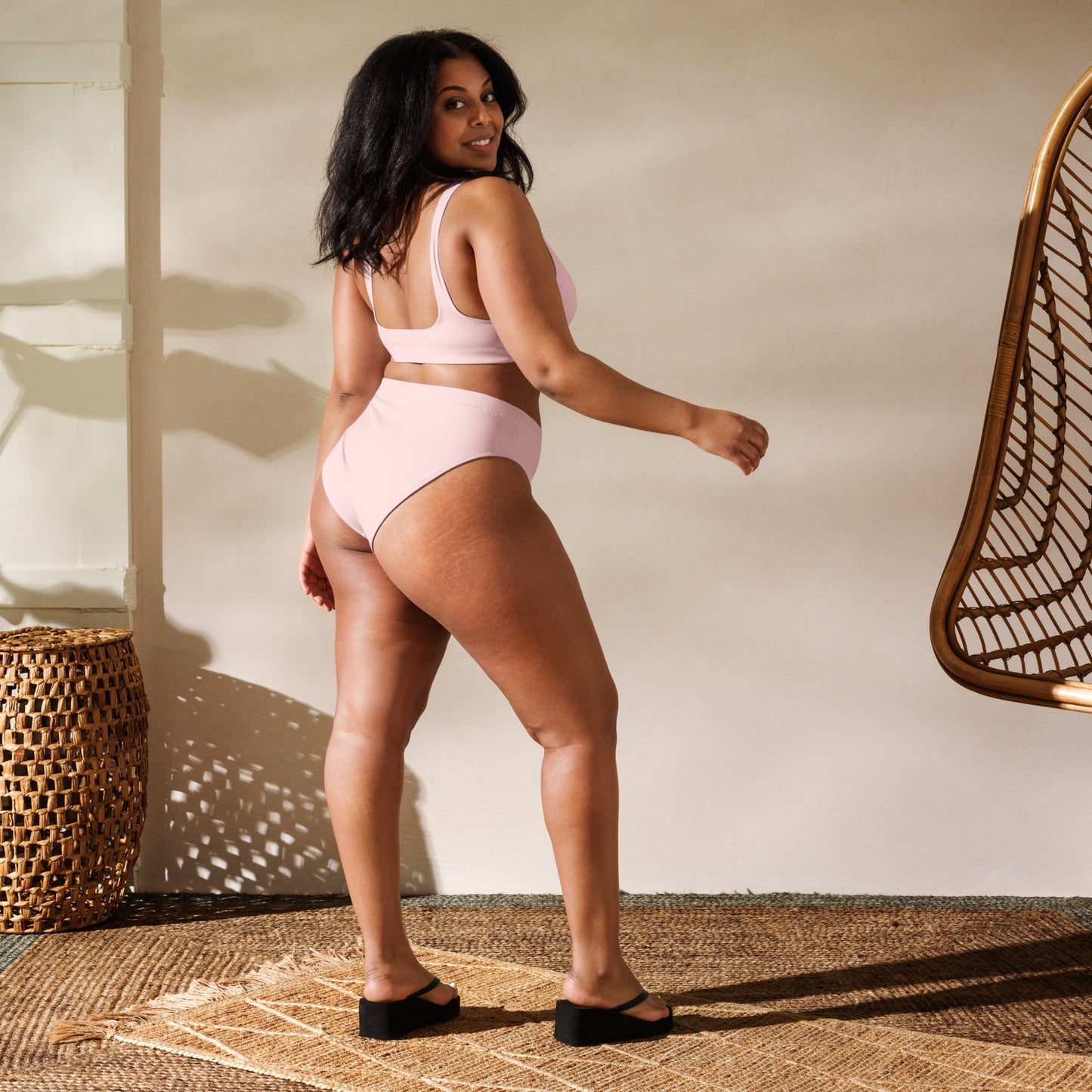 Rosy Pink Recycled High-Waisted Bikini