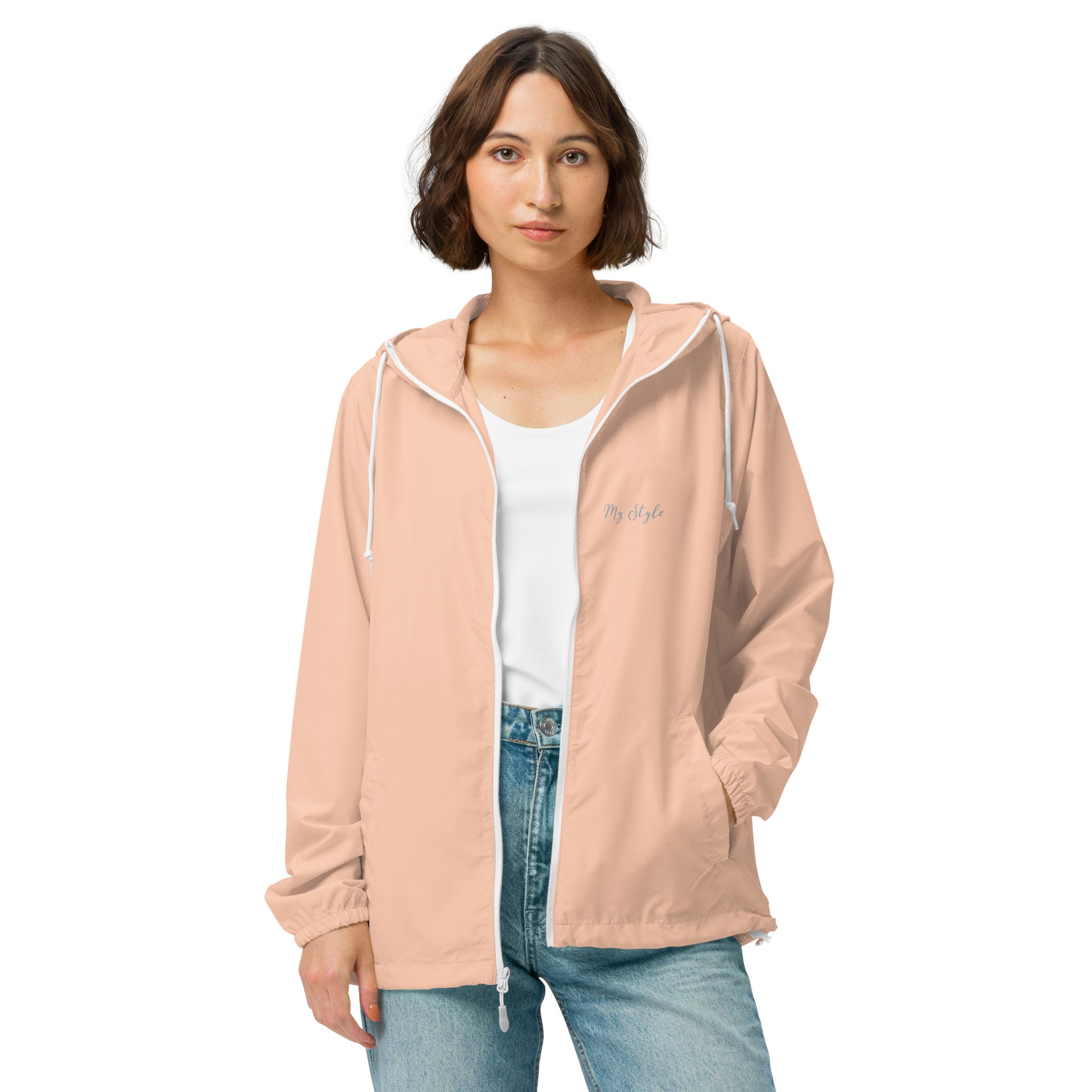 Blush Peach Lightweight Zip Up Windbreaker