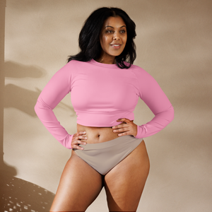 Cotton Candy Pink Recycled Long-Sleeve Crop Top