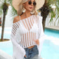 Boat Neck Long Sleeve Cover Up (White)