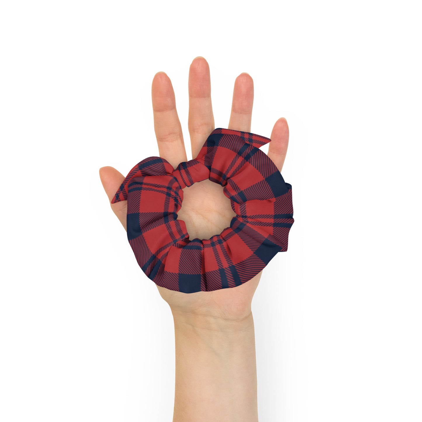 Red and Blue Plaid Recycled Scrunchie
