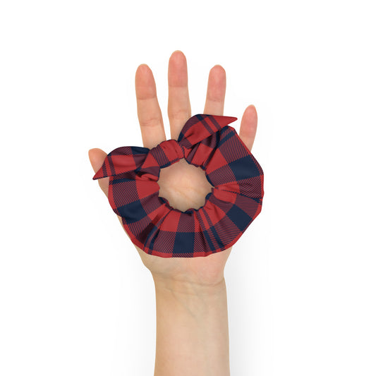 Red and Blue Plaid Recycled Scrunchie